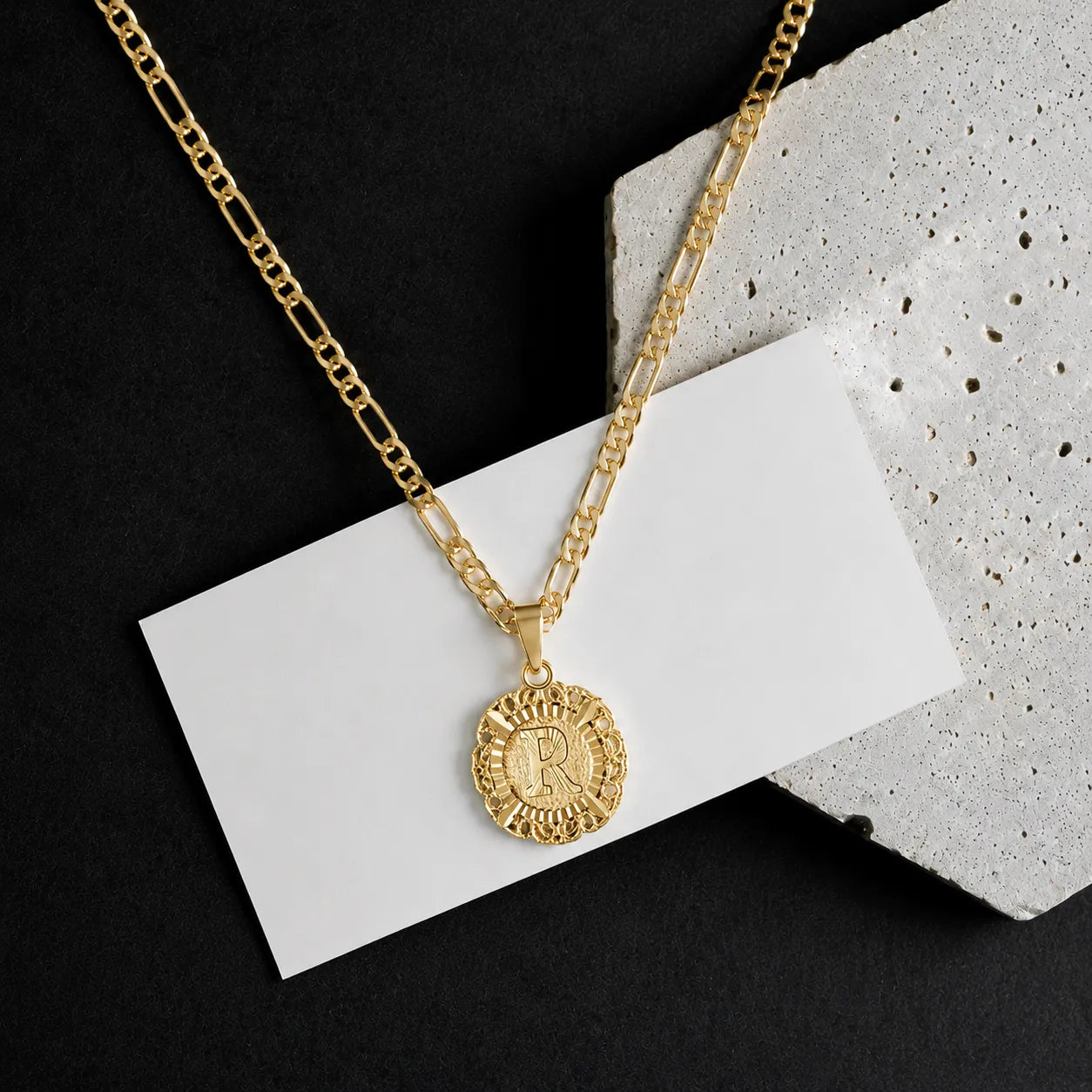 Round Initial Pendant Necklace