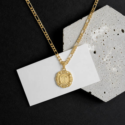 Round Initial Pendant Necklace