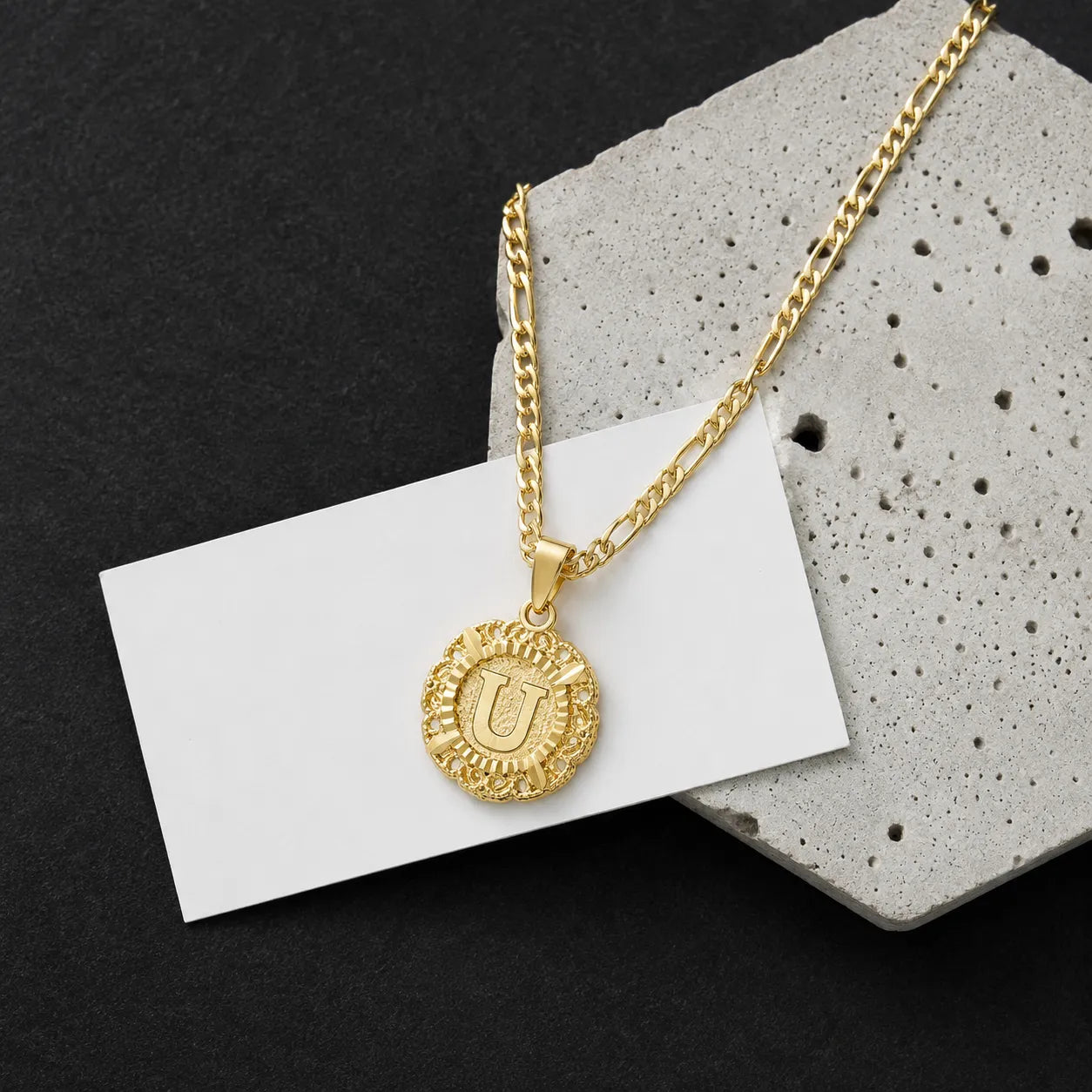 Round Initial Pendant Necklace