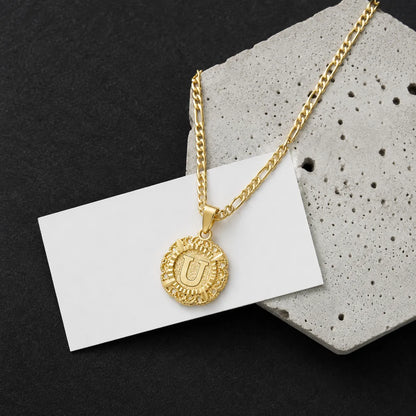 Round Initial Pendant Necklace