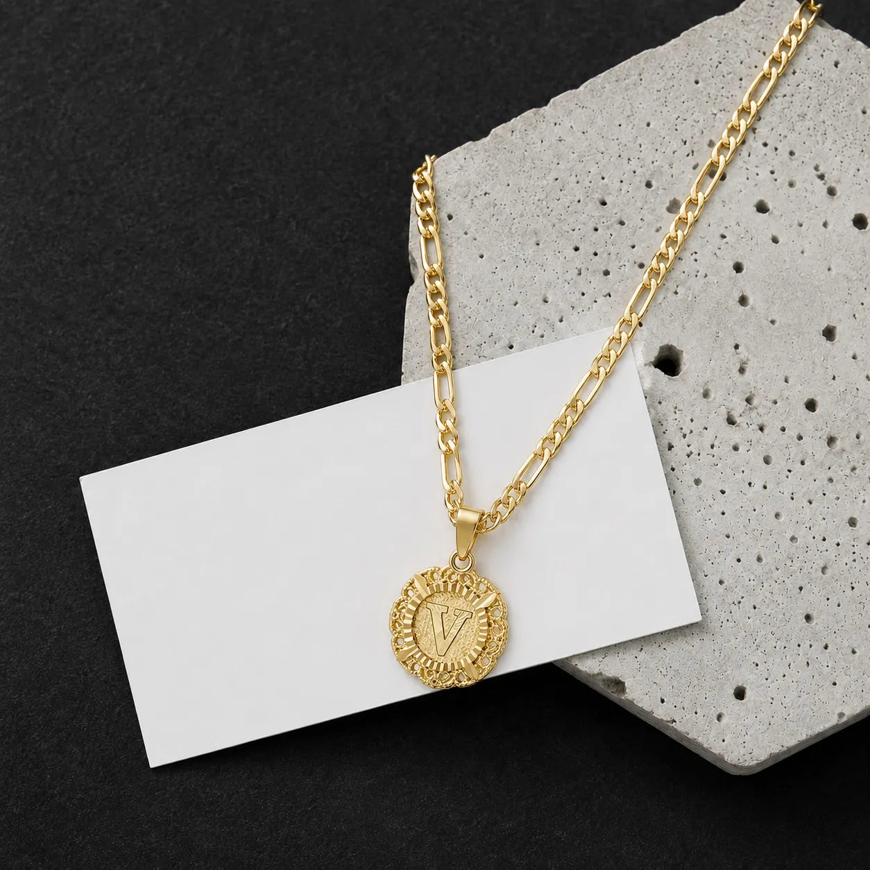 Round Initial Pendant Necklace