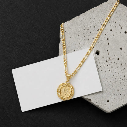 Round Initial Pendant Necklace