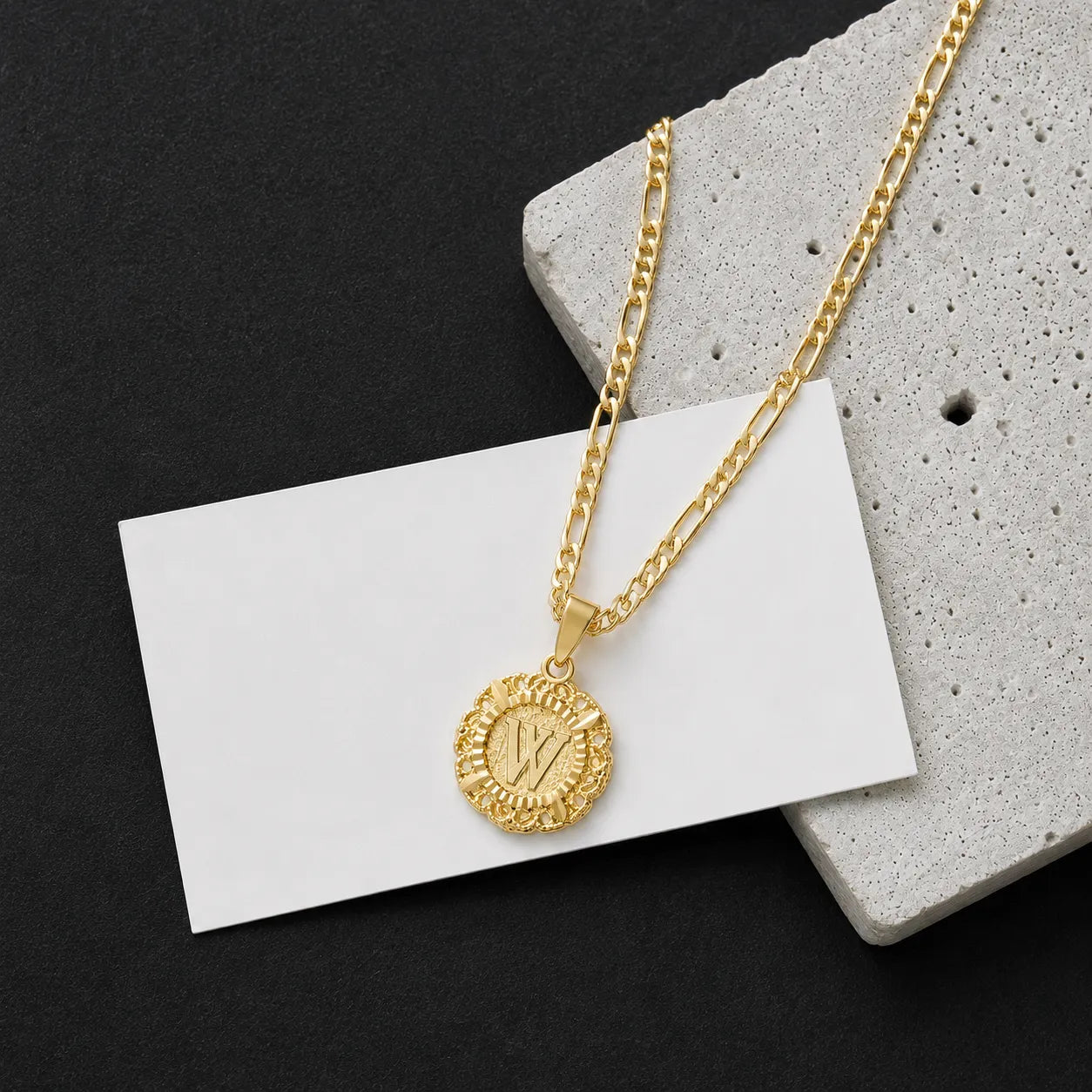 Round Initial Pendant Necklace