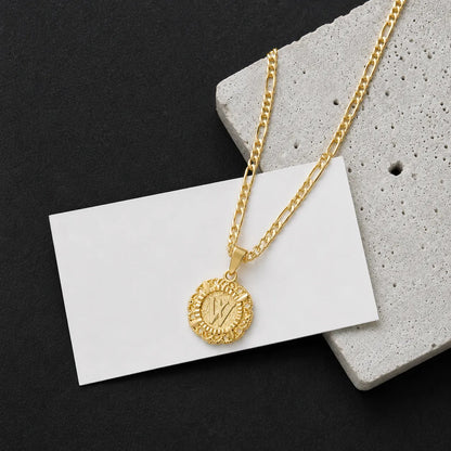 Round Initial Pendant Necklace