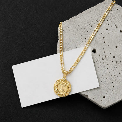 Round Initial Pendant Necklace