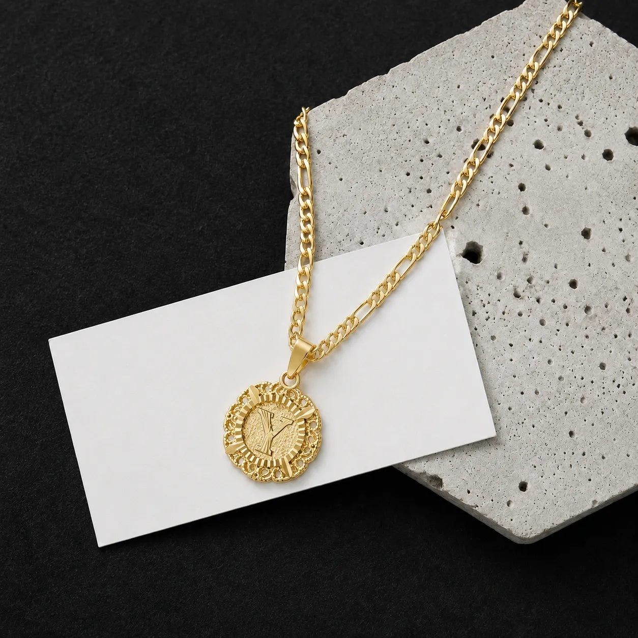 Round Initial Pendant Necklace