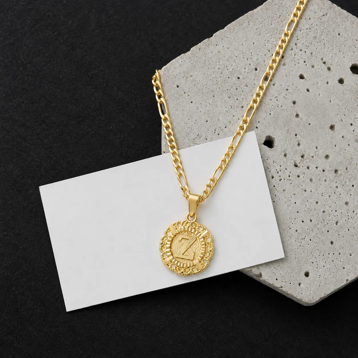Round Initial Pendant Necklace