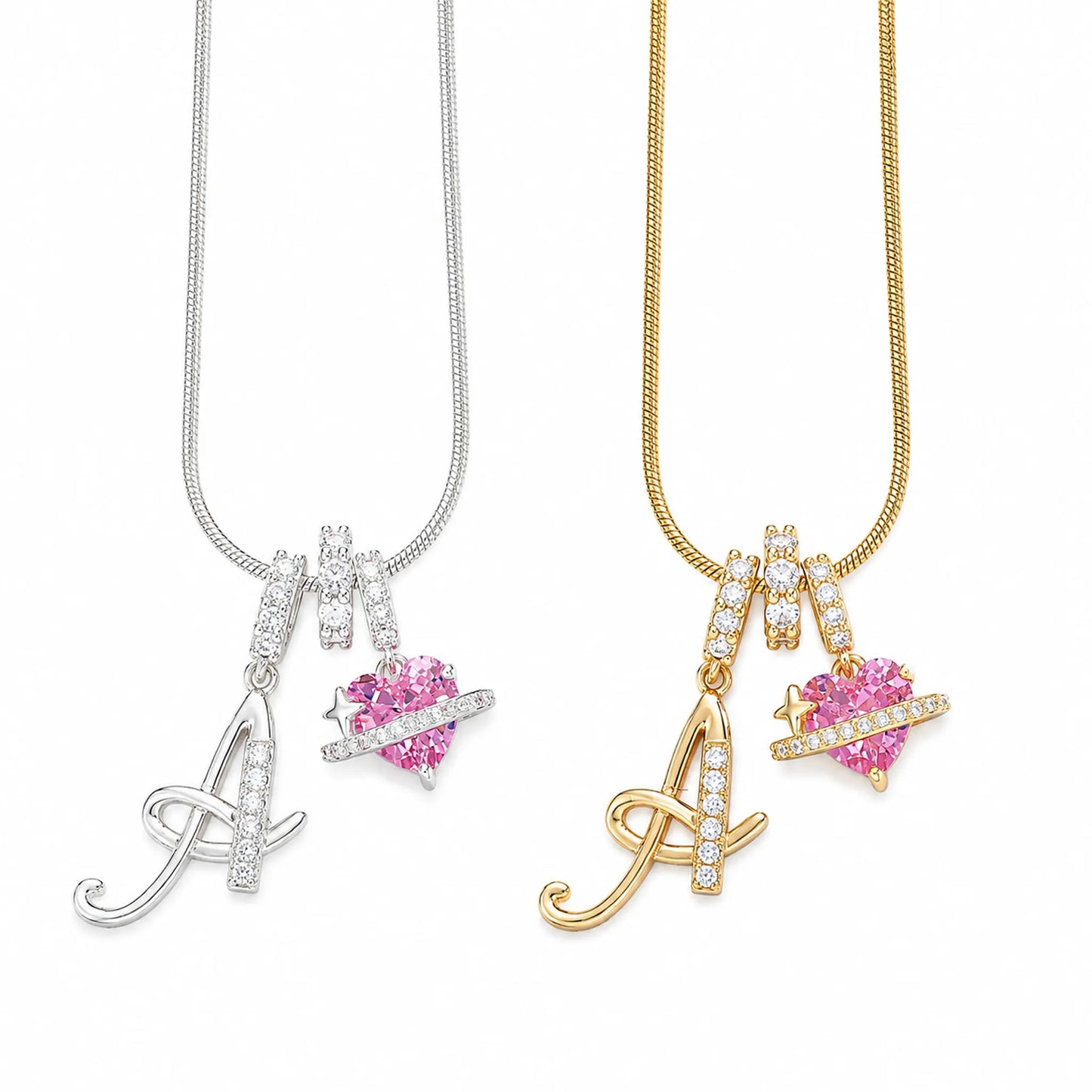 Colorful Heart Initial Necklace