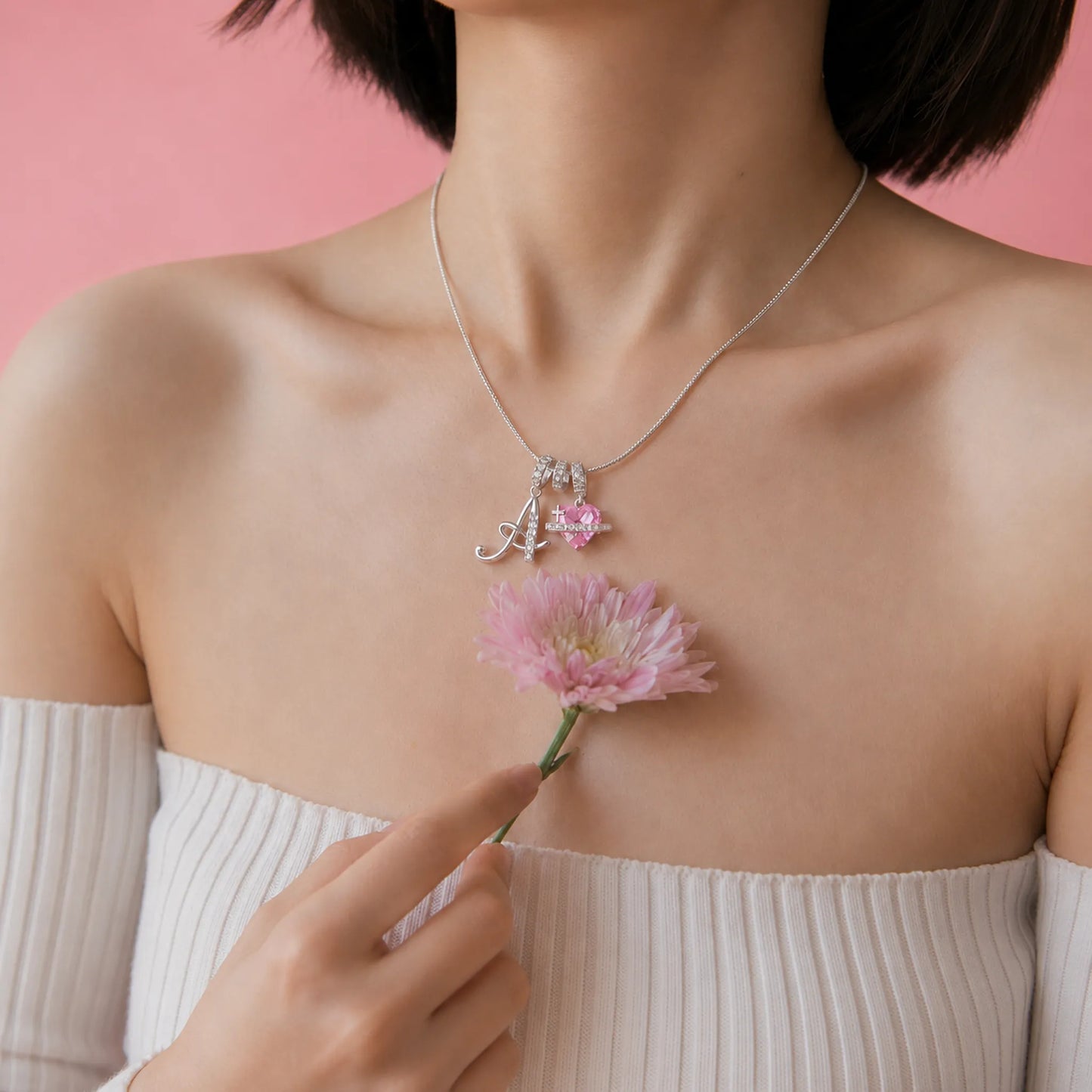 Colorful Heart Initial Necklace