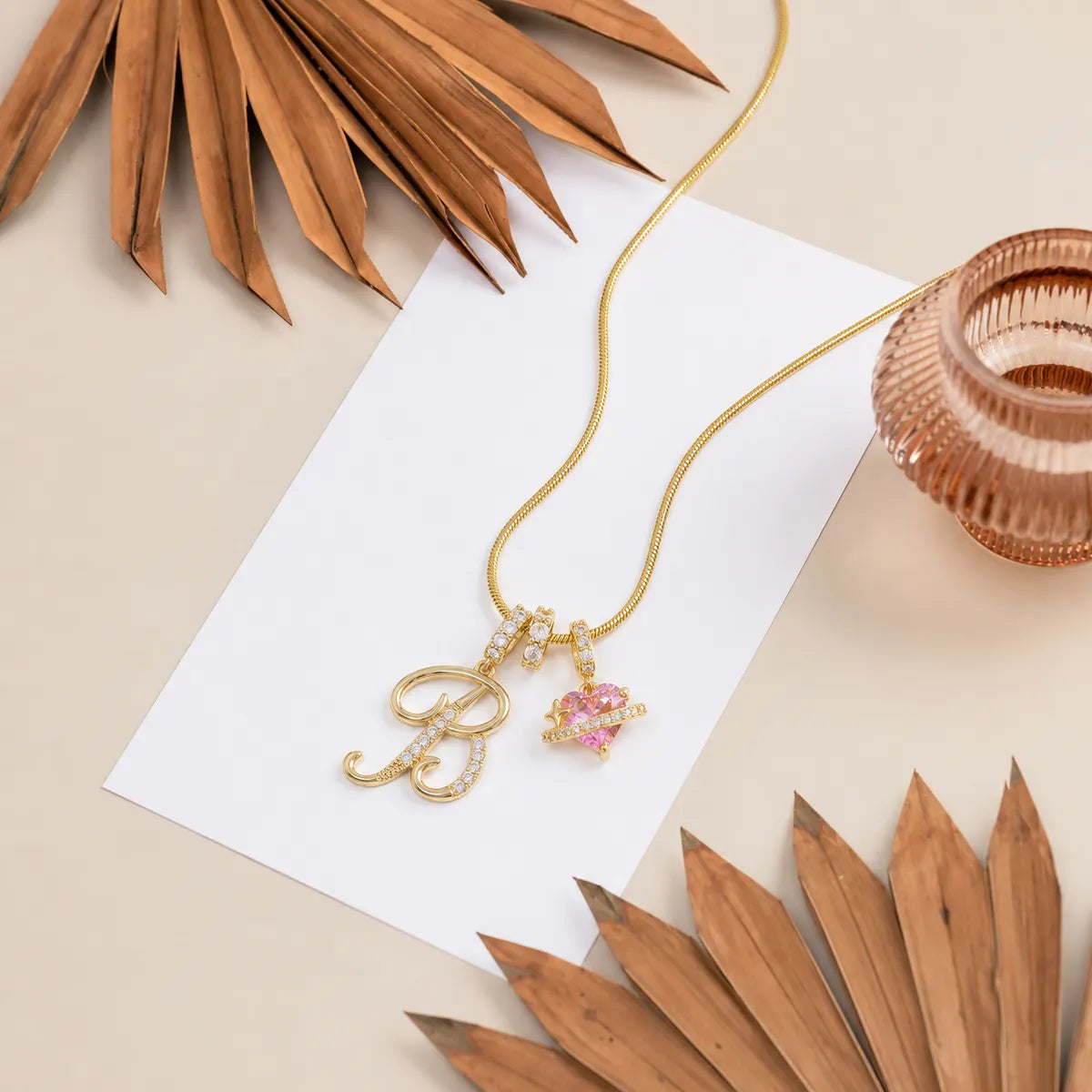Colorful Heart Initial Necklace