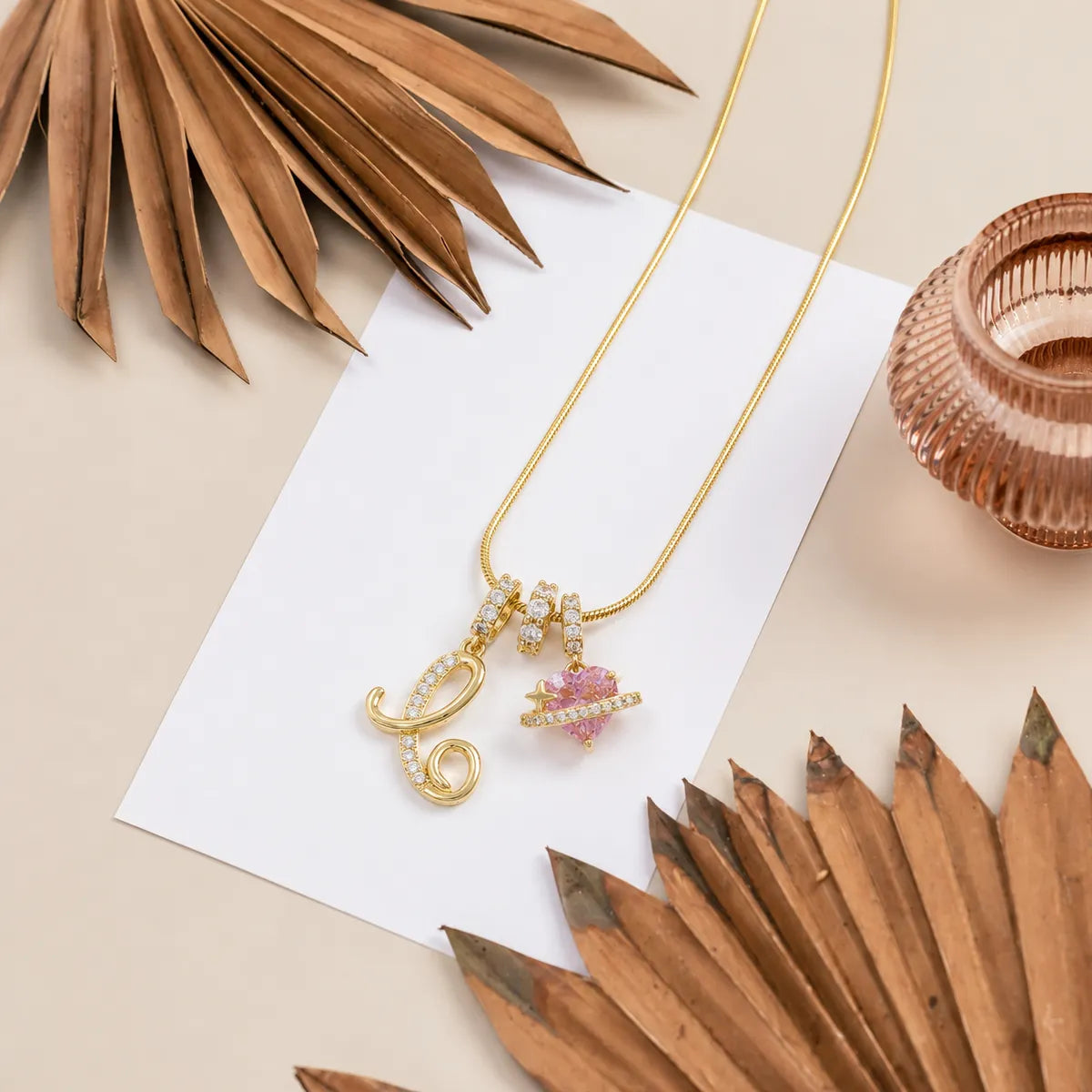 Colorful Heart Initial Necklace