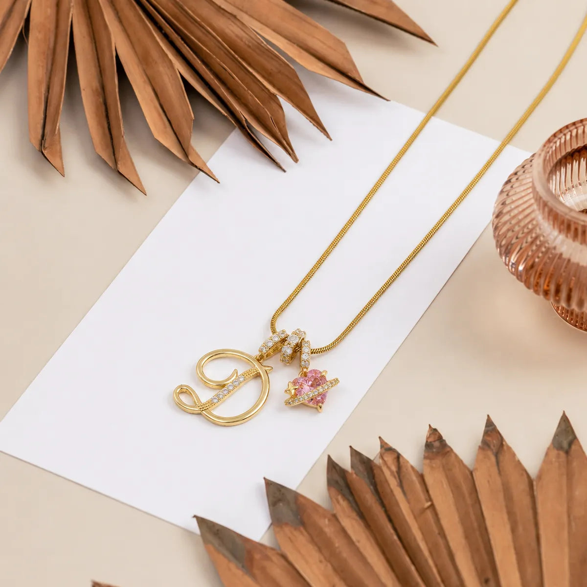 Colorful Heart Initial Necklace