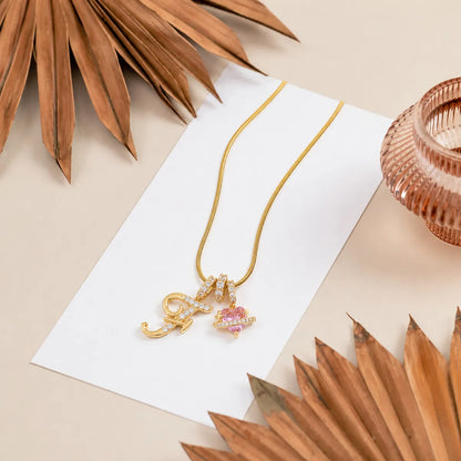 Colorful Heart Initial Necklace