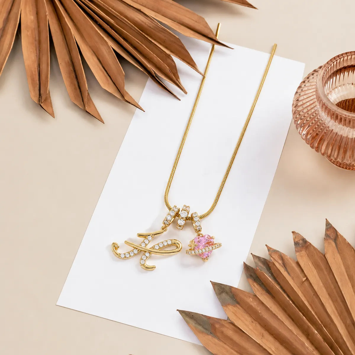 Colorful Heart Initial Necklace