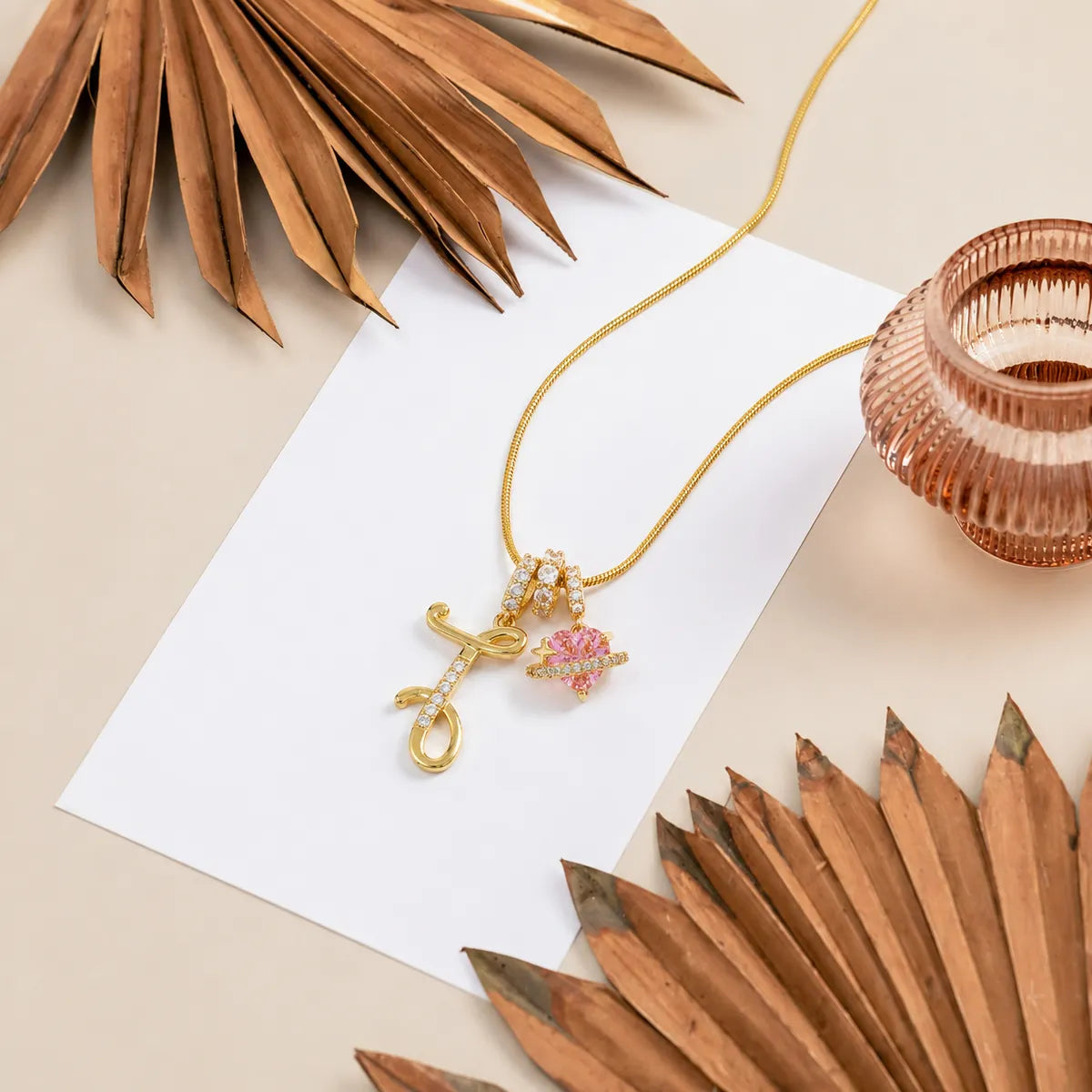 Colorful Heart Initial Necklace