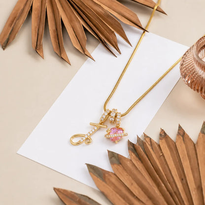 Colorful Heart Initial Necklace