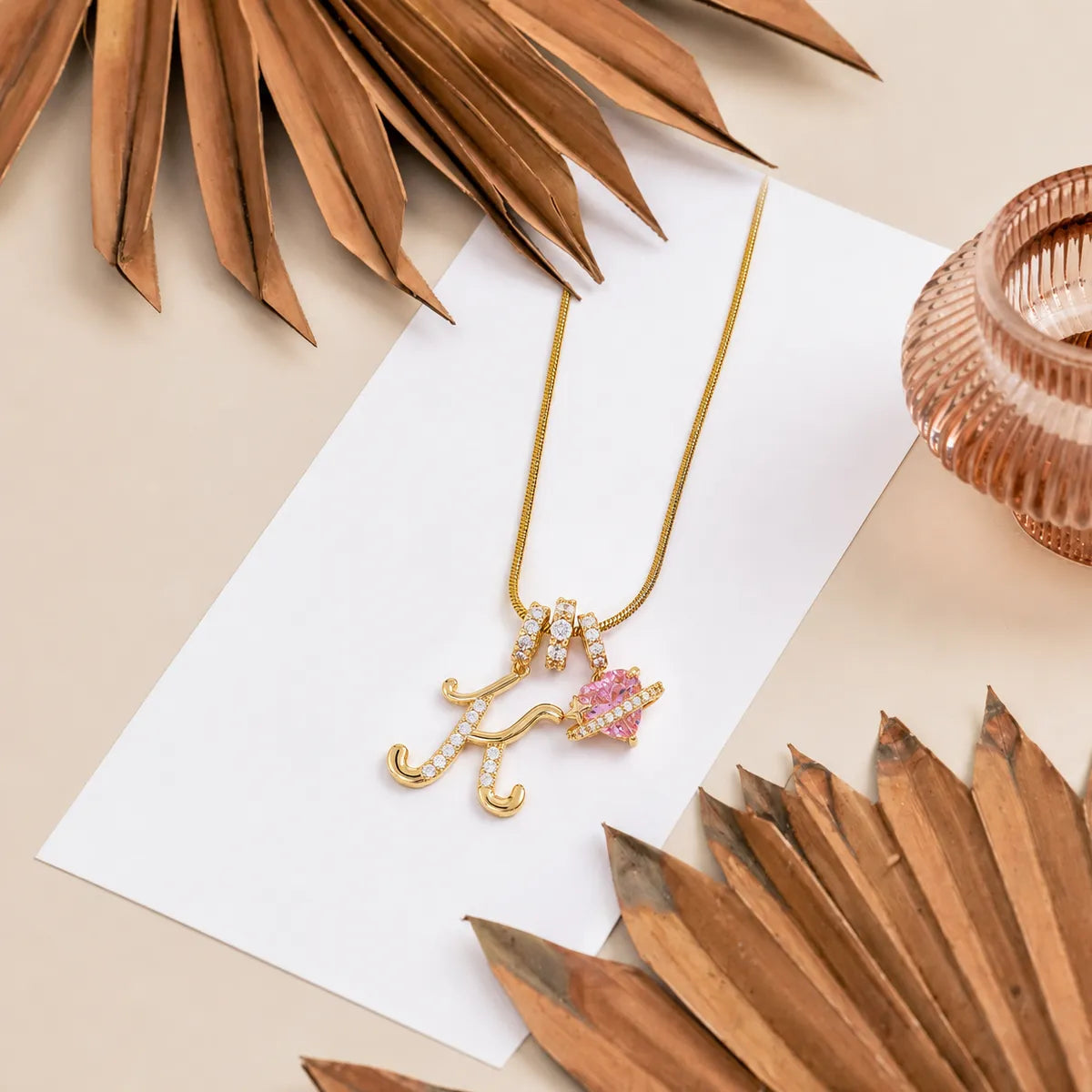 Colorful Heart Initial Necklace