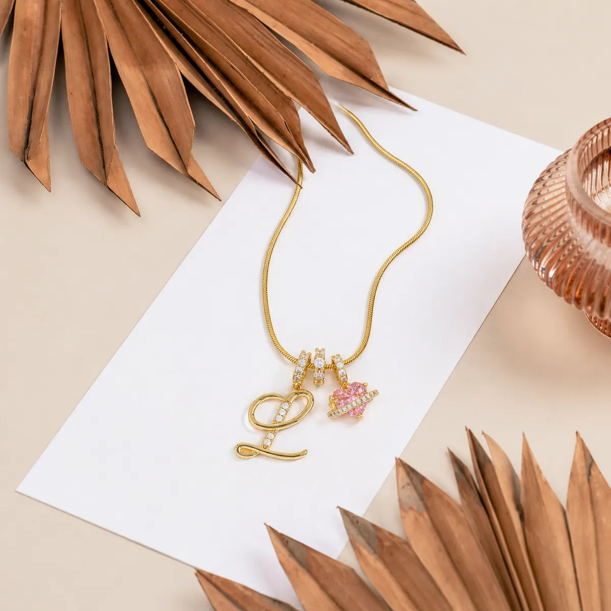 Colorful Heart Initial Necklace