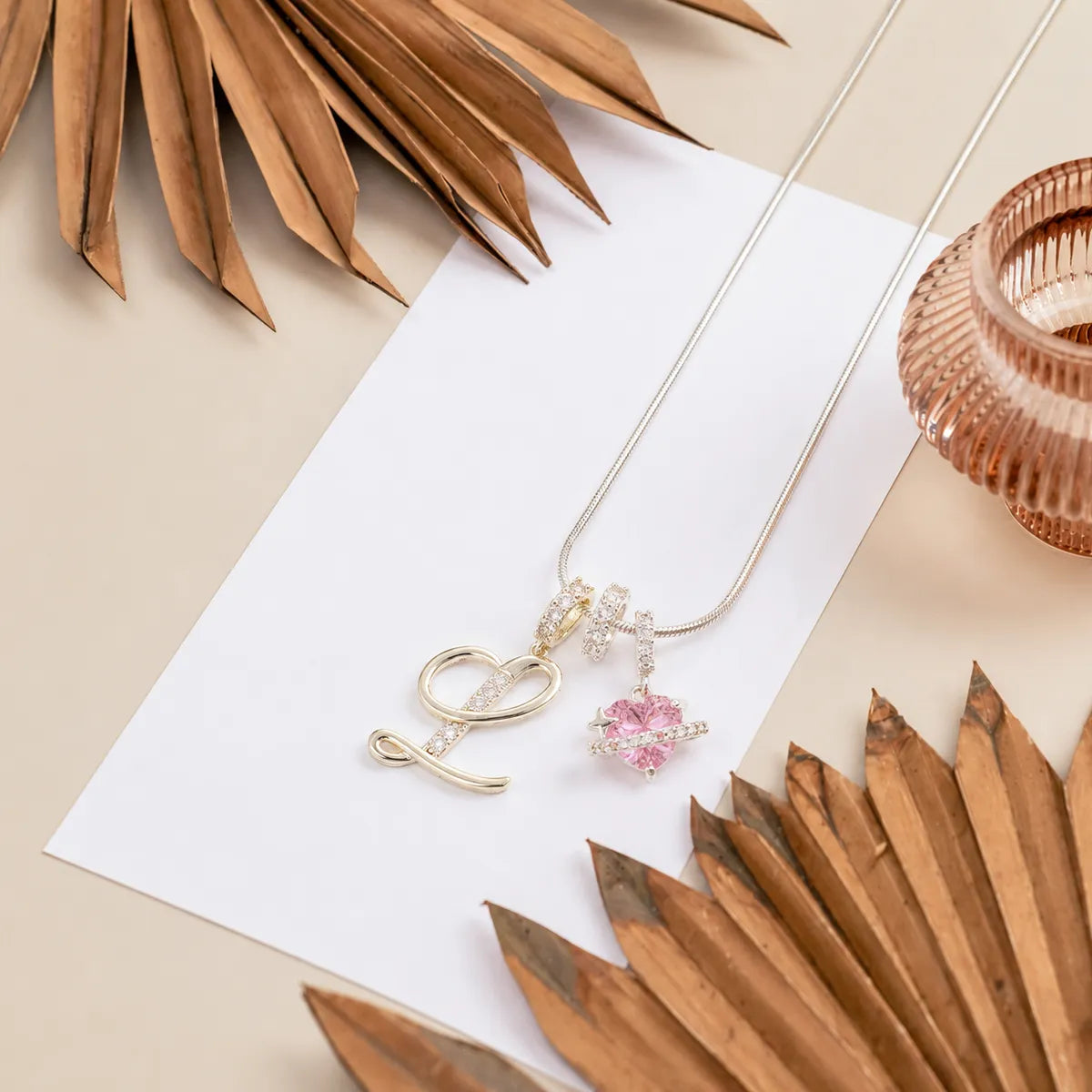 Colorful Heart Initial Necklace