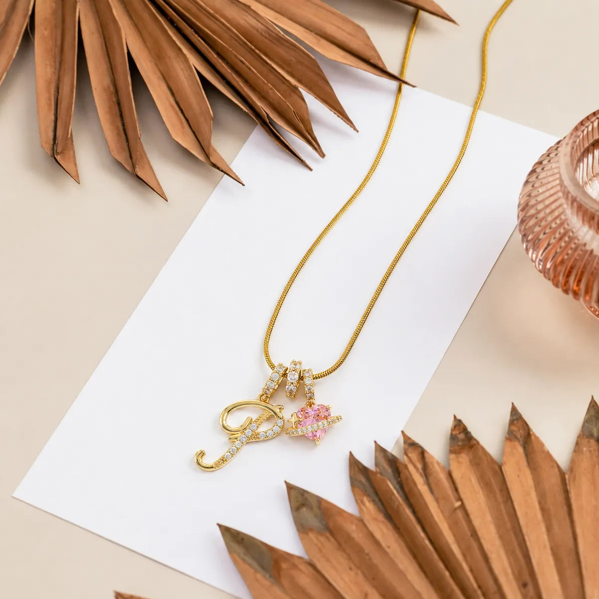 Colorful Heart Initial Necklace