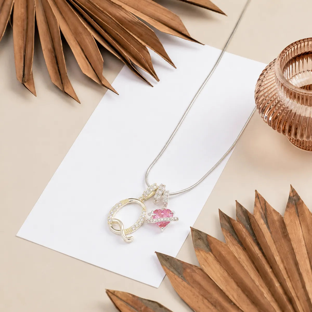 Colorful Heart Initial Necklace