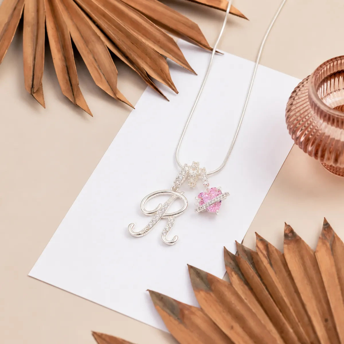 Colorful Heart Initial Necklace