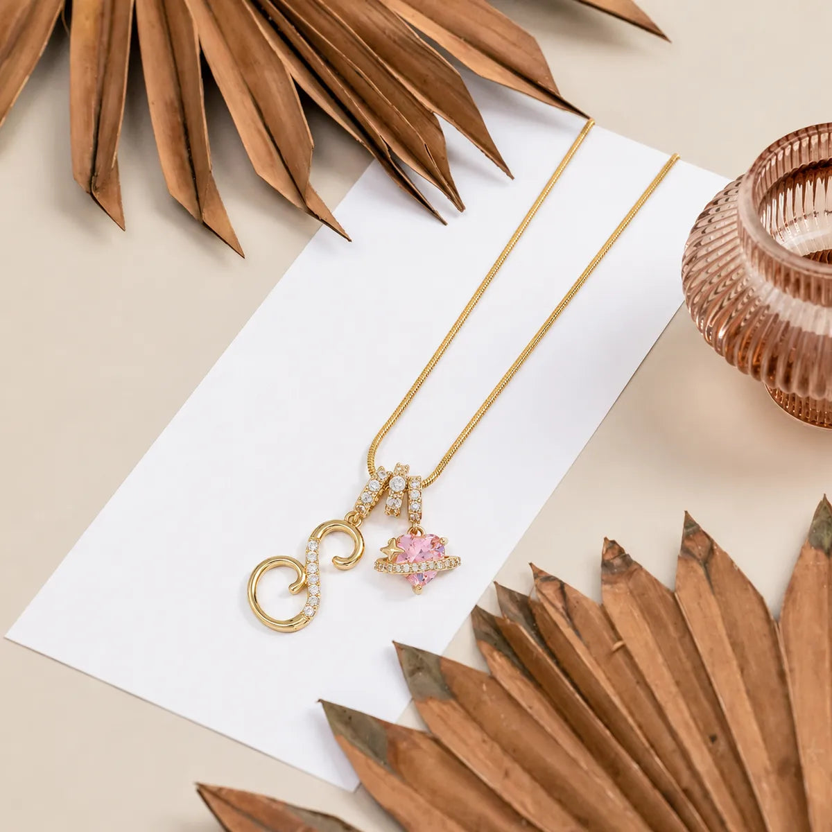 Colorful Heart Initial Necklace