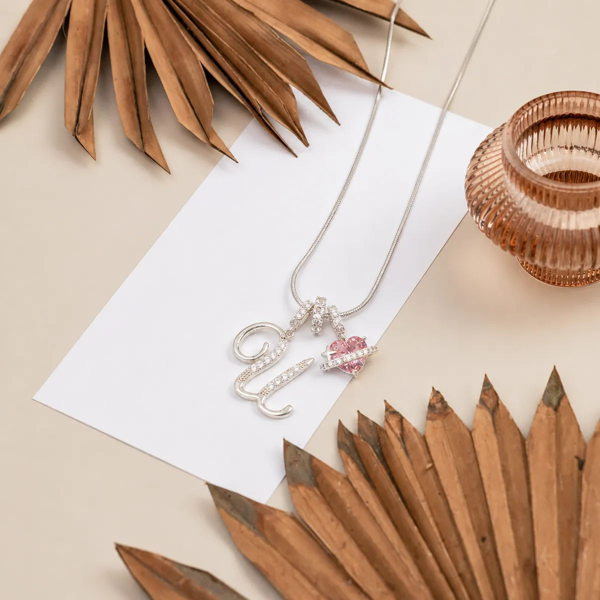 Colorful Heart Initial Necklace
