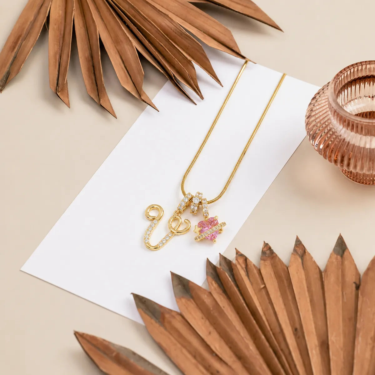 Colorful Heart Initial Necklace